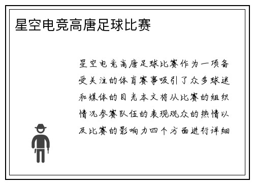 星空电竞高唐足球比赛